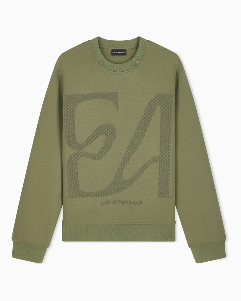 Emporio Armani Sweatshirt aus doppellagigem Baumwolljersey Regular Fit Grün