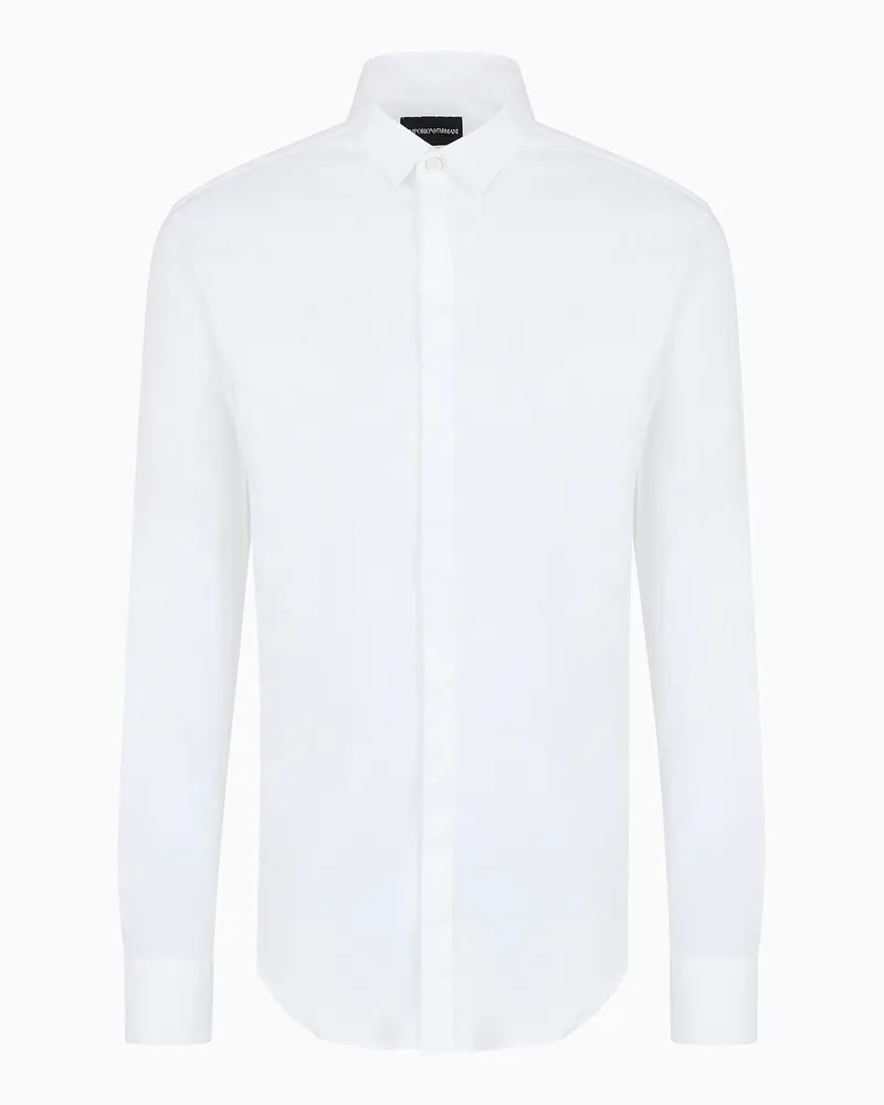 Emporio Armani Slim-Fit-Hemd aus leichtem, komfortablem Satin Weiß
