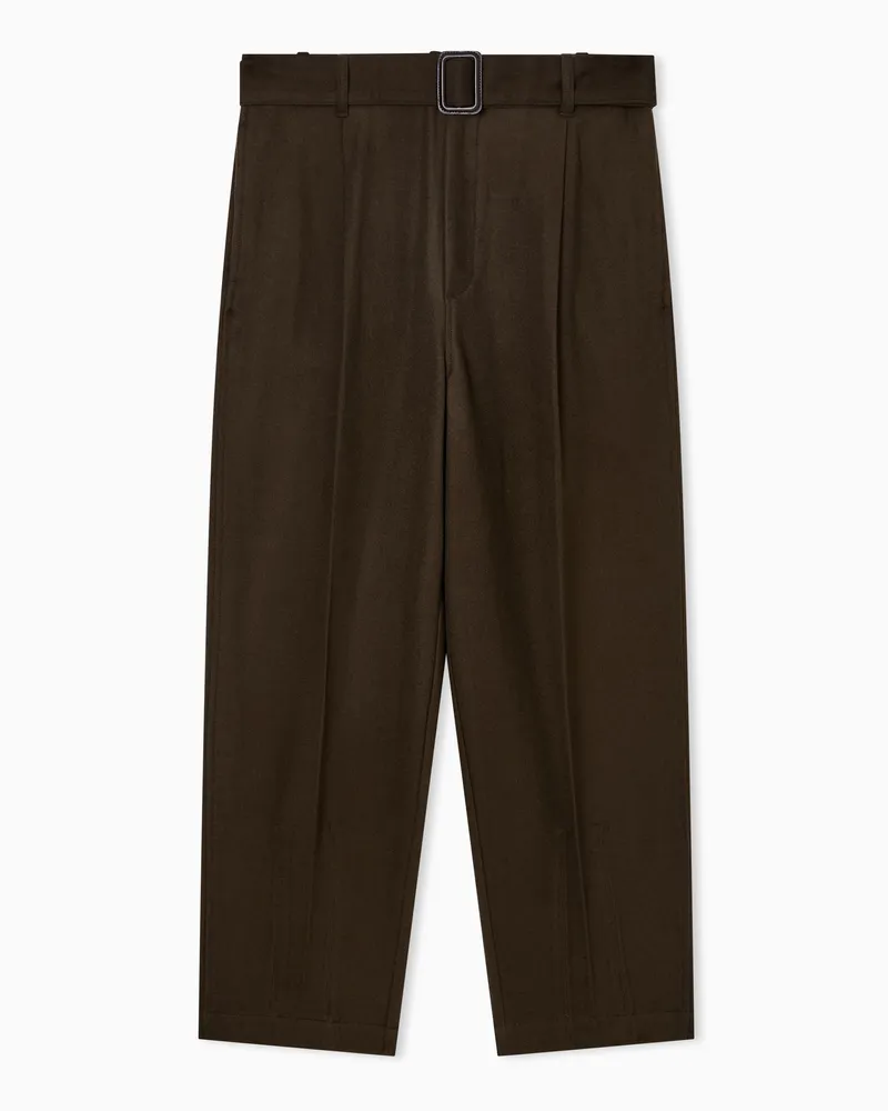 Emporio Armani Hose mit Gürtel aus Schurwolle Braun