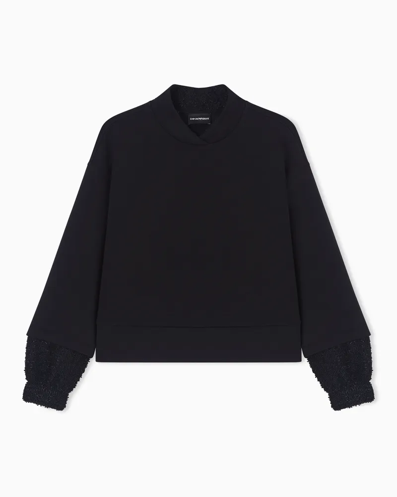 Emporio Armani Sweatshirt aus Double-Jersey mit Details aus Tweed zum Mondneujahr Schwarz