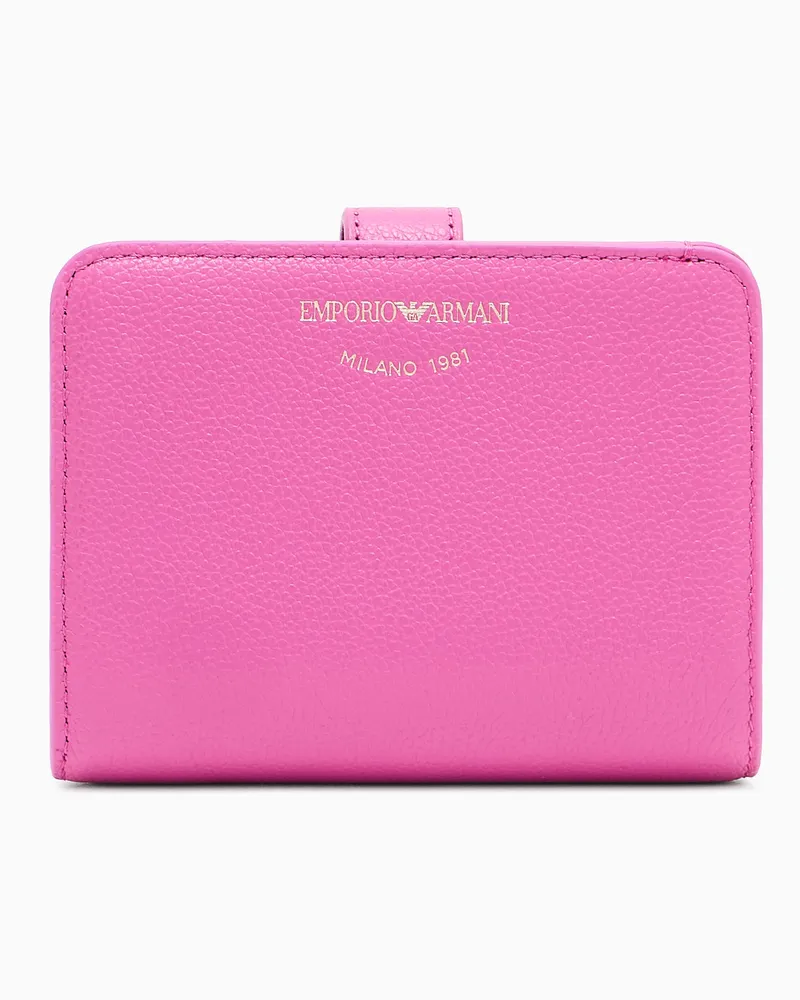 Emporio Armani Bifold-Portemonnaie aus getrommeltem Leder Pink