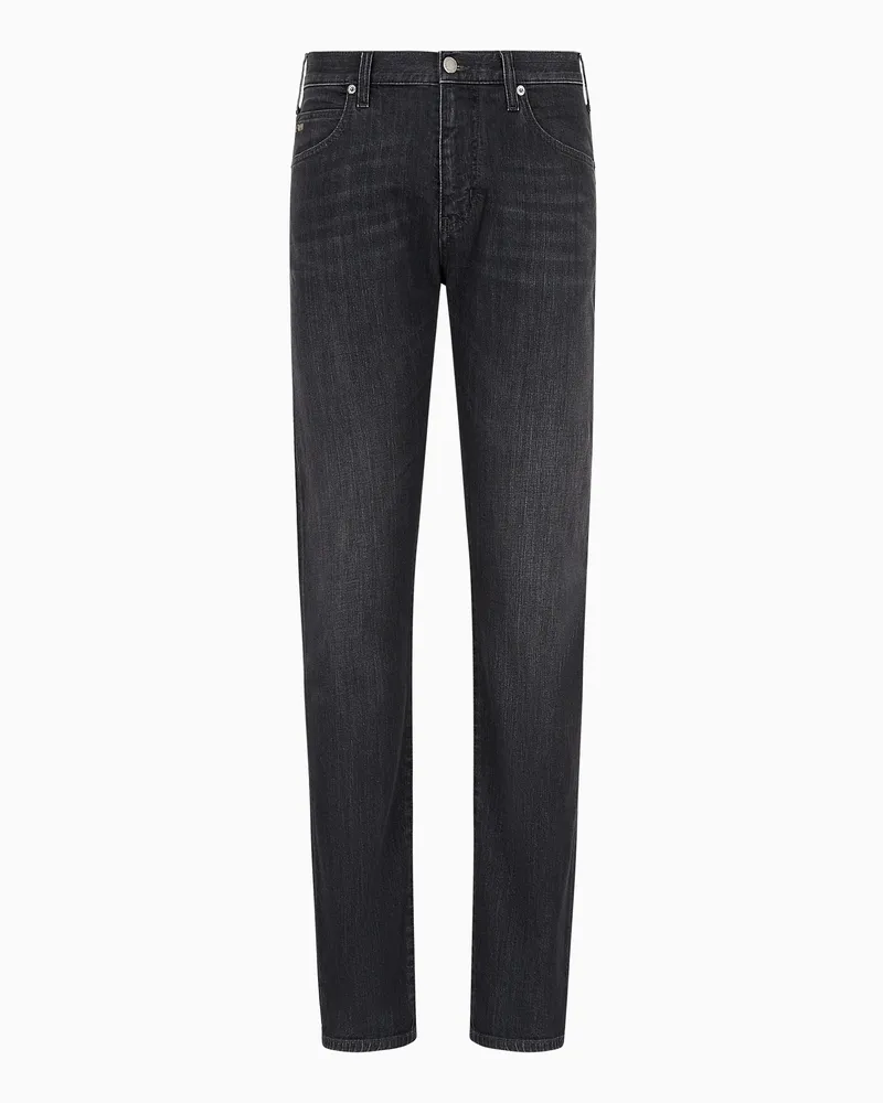 Emporio Armani Jeans J45 in Regular Fit aus Komfort-Denim 10 oz und Twill-Melange Schwarz