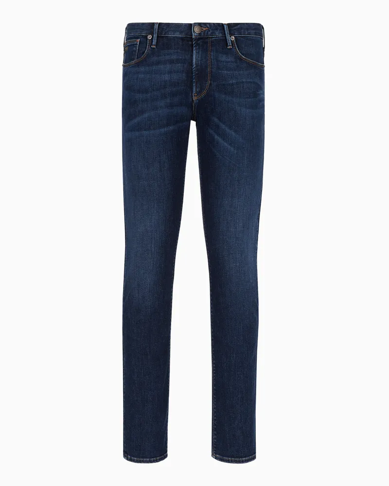 Emporio Armani Jeans J06 in Slim Fit aus gewaschenem Komfort-Denim 11,5 oz Blau