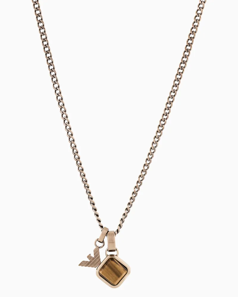 Emporio Armani Kette mit Tigerauge-Anhänger Mehrfarbig