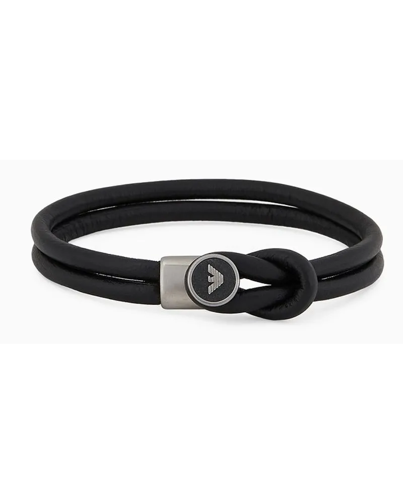 Emporio Armani Armband Für Herren aus Leder Schwarz