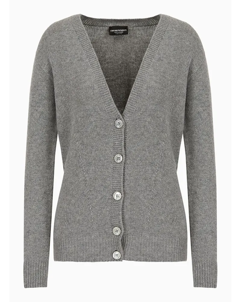 Emporio Armani Cardigan mit Tiefem V-ausschnitt aus Reinem Kaschmir Grau