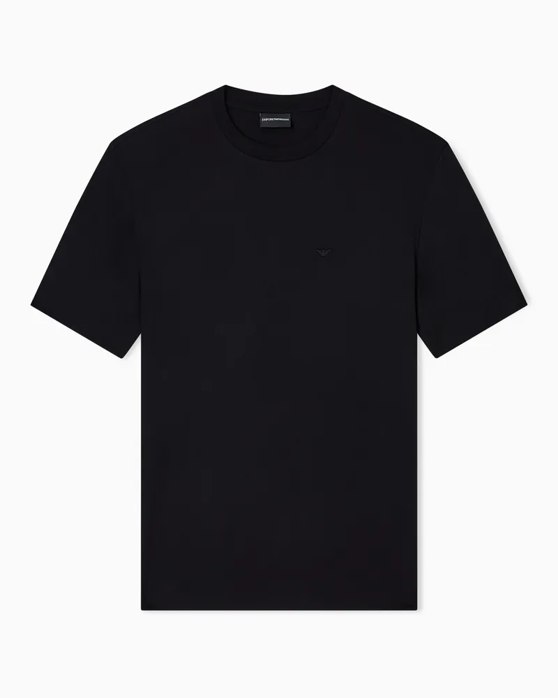 Emporio Armani T-Shirts aus Jersey-Modal mit Mikro-Adler-Stickerei Schwarz
