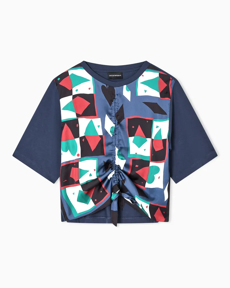 Emporio Armani ASV Jersey-T-Shirt mit Satin-Einsatz Blau