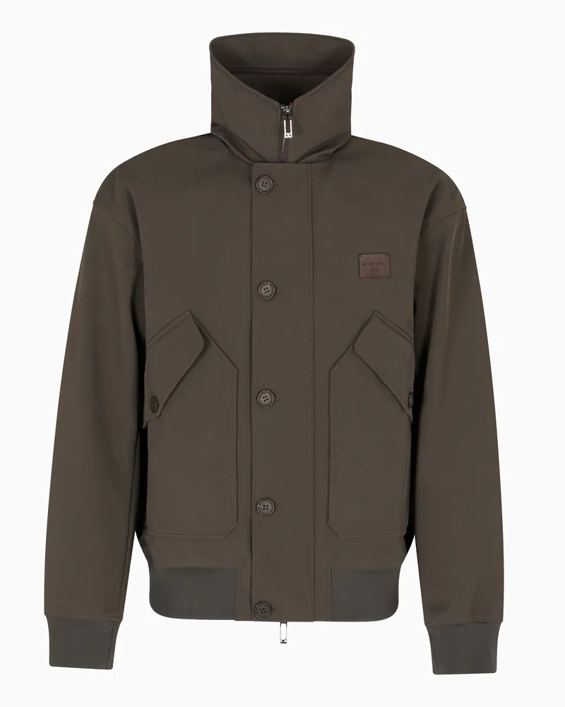 Emporio Armani Blouson aus Nylon-Twill mit durchgehendem Reißverschluss und Gürtel Grün