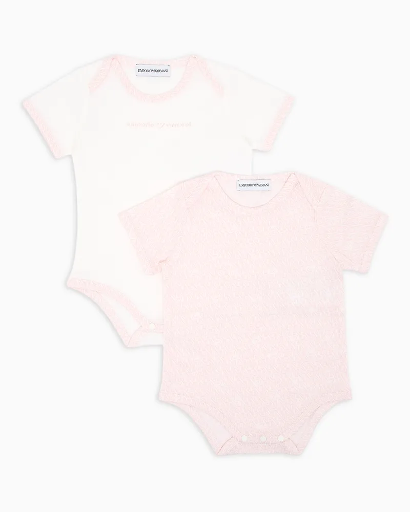 Emporio Armani Jumpsuit and 2 bodysuits in all-over EA logo jersey Pink