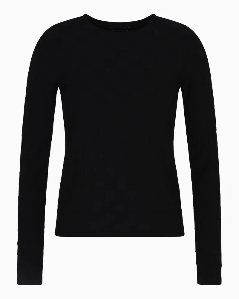 Emporio Armani Viskose-Pullover in Glatt- und Linksstrick-Verarbeitung mit Karomuster Schwarz