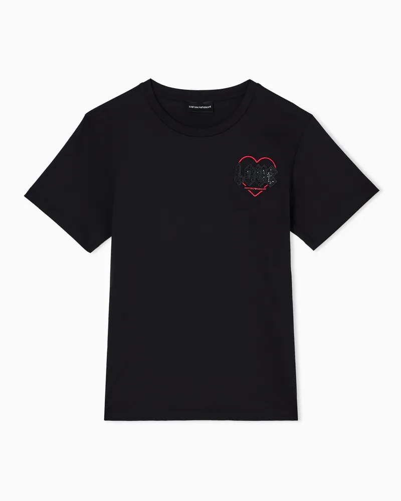 Emporio Armani ASV T-Shirt aus Jersey aus der Sonderkollektion zum Valentinstag Schwarz