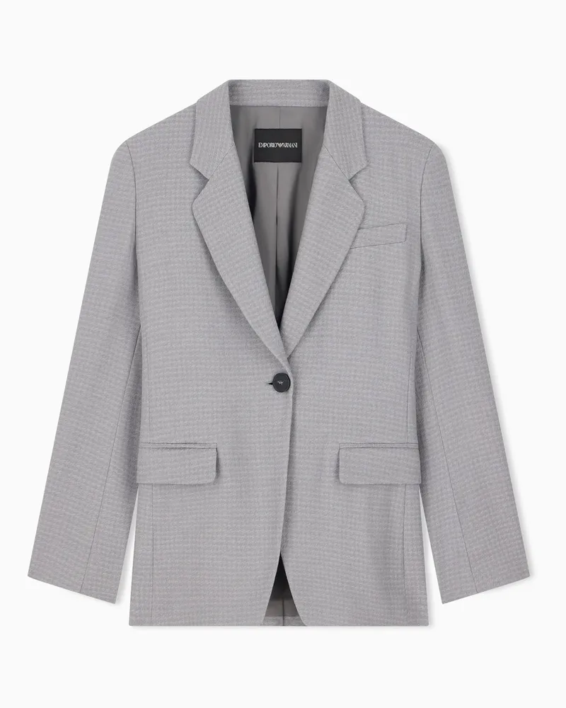 Emporio Armani Blazer mit Hahnentrittmuster aus Viskose und Schurwolle Grau