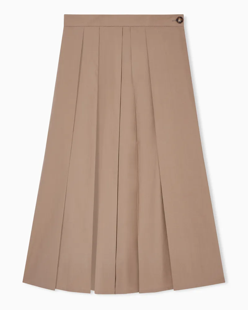 Emporio Armani Eagle Club Faltenrock aus Popeline Beige