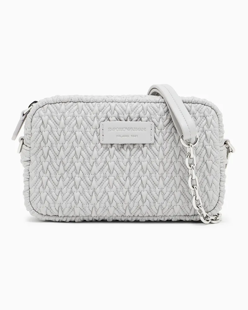Emporio Armani Kameratasche mit Kettenschulterriemen mit geprägtem Finish Grau