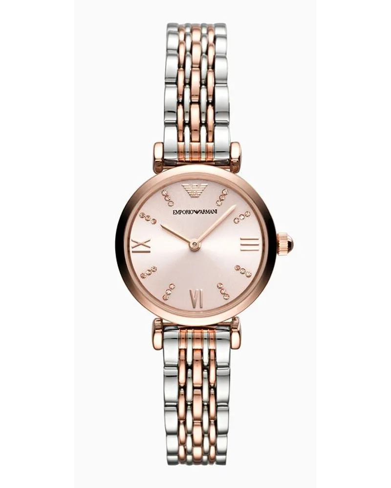 Emporio Armani Damen-zweizeigeruhr aus Edelstahl Roségold