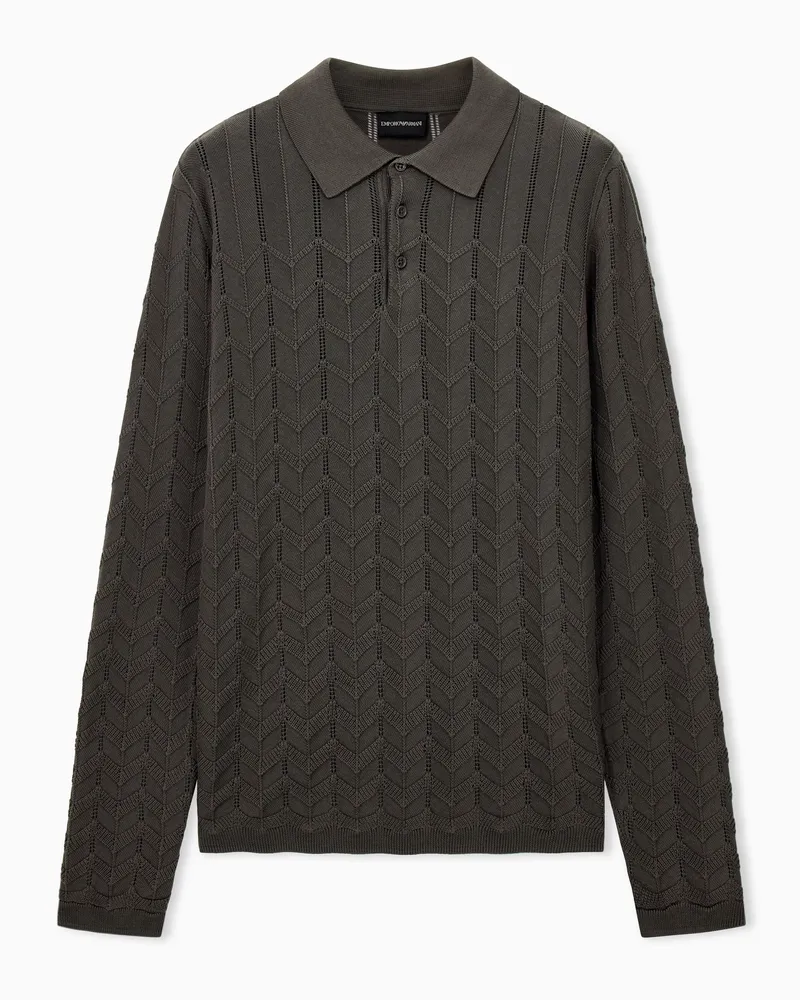 Emporio Armani Pullover aus Lyocell und Schurwolle mit Chevron-Muster Grau