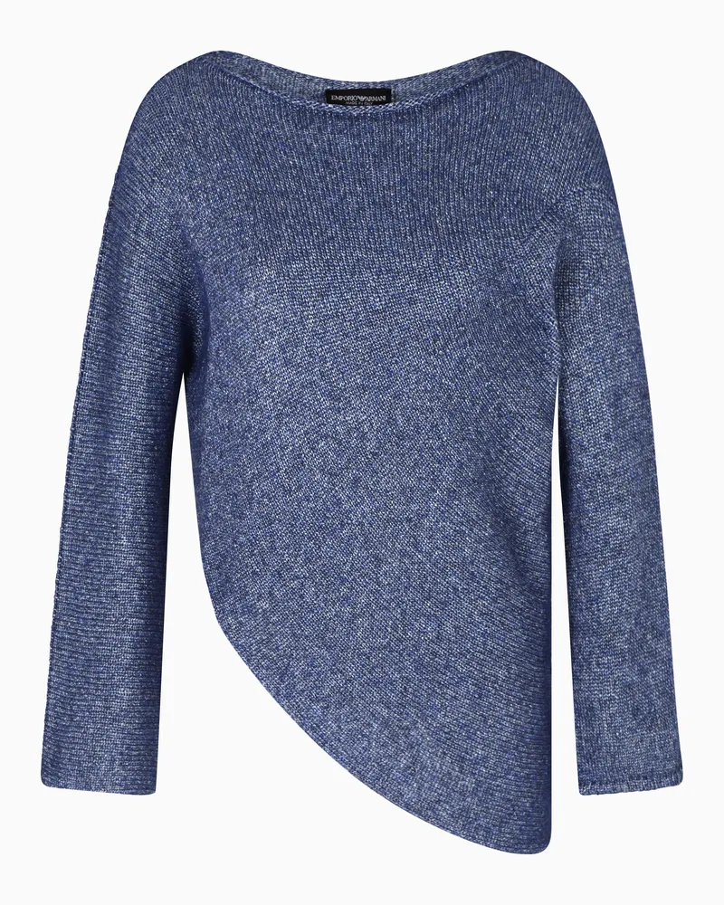Emporio Armani Asymmetrischer Pullover aus der Winter Urbanism-Sonderkollektion, gefertigt aus einer Alpaka-Mischung Marineblau