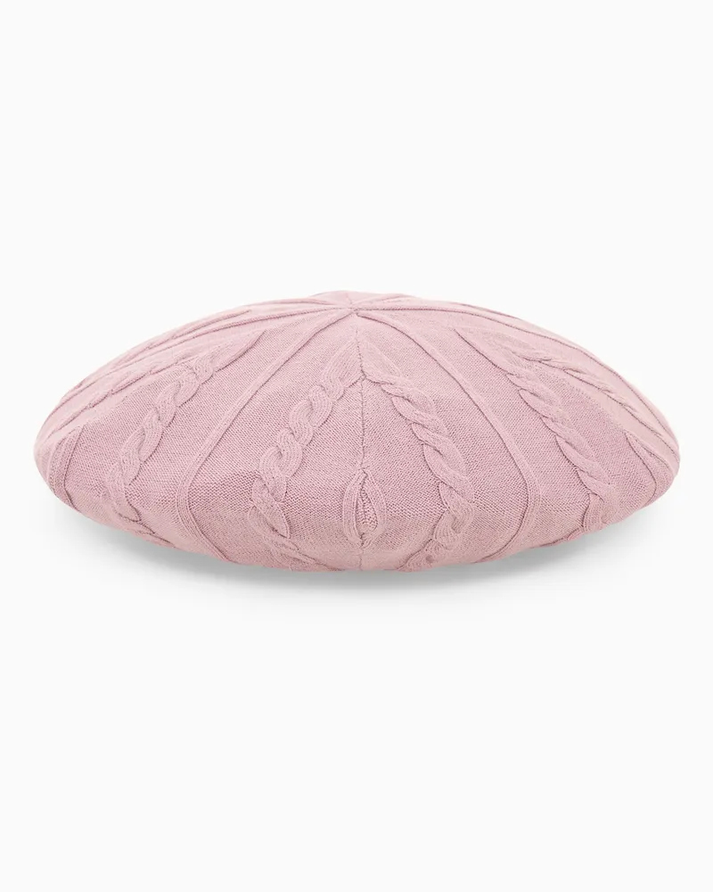 Emporio Armani Baskenmütze aus Viskosestrick mit Zopfmuster Pink