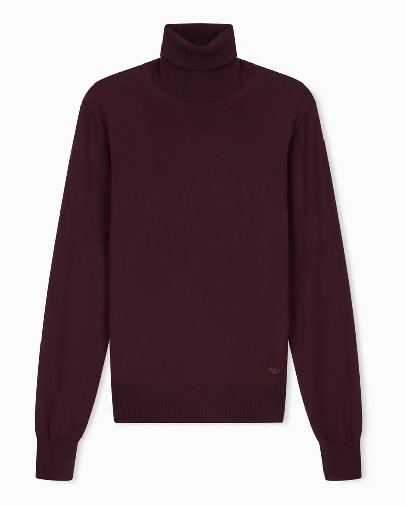 Emporio Armani Rollkragenpullover aus reiner Schurwolle Burgunderrot