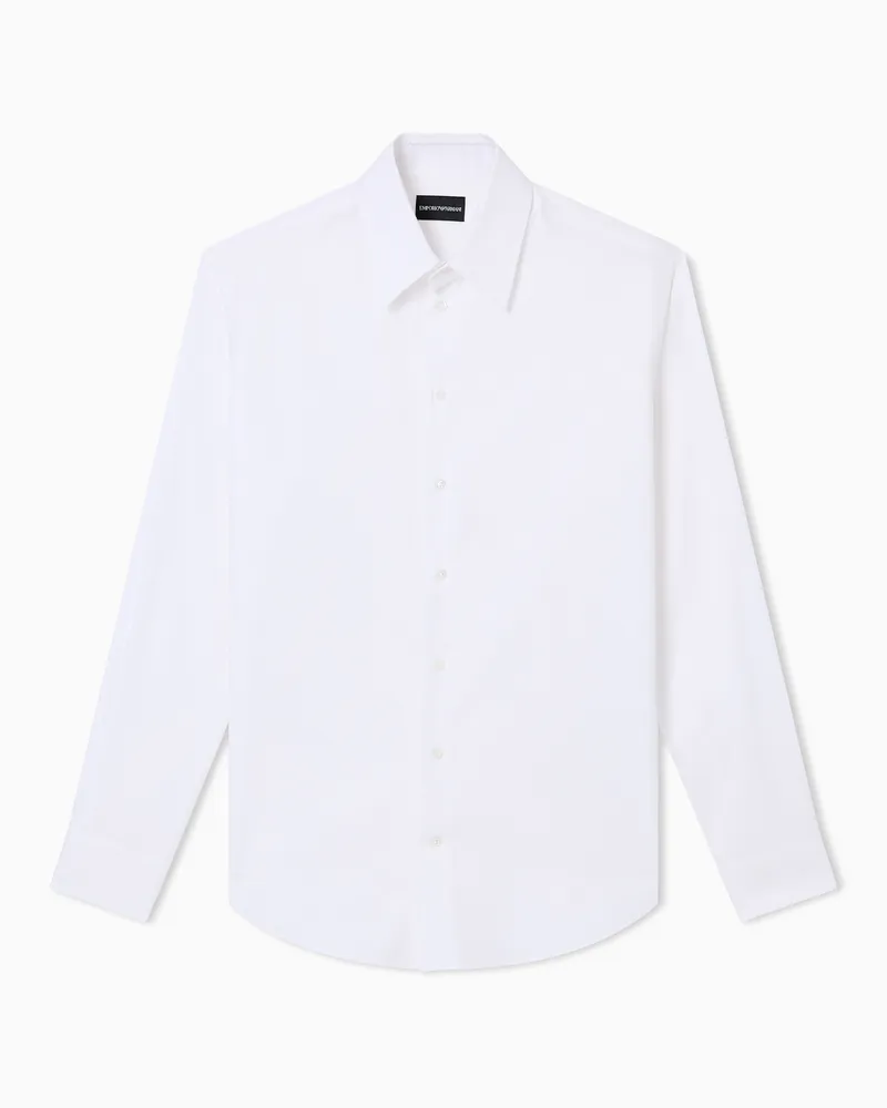 Emporio Armani Hemd aus strukturiertem Gewebe Weiß