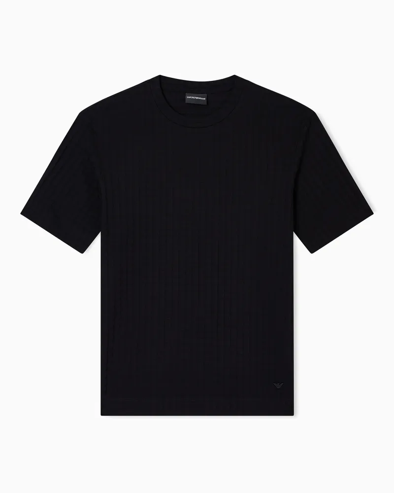 Emporio Armani ASV T-Shirt aus Jersey in Jacquard-Stoff-Verarbeitung Schwarz