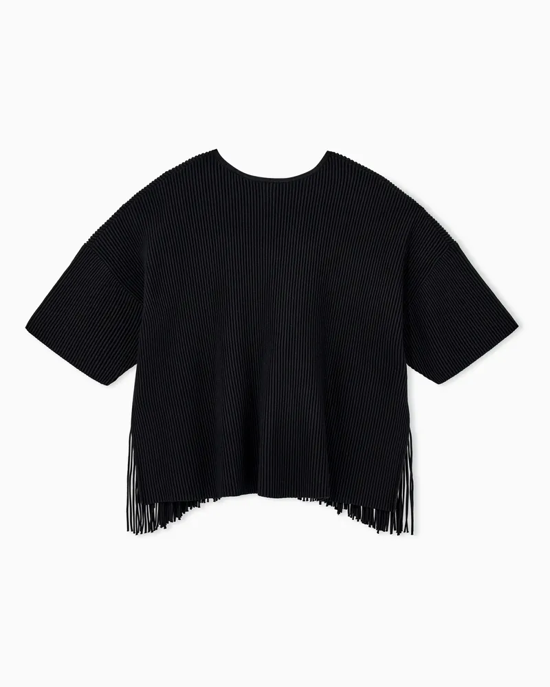 Emporio Armani Cardigan aus Viskose mit Fransen Schwarz