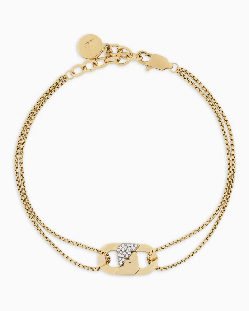 Emporio Armani Armband mit goldfarbener Edelstahl-Plakette Mehrfarbig