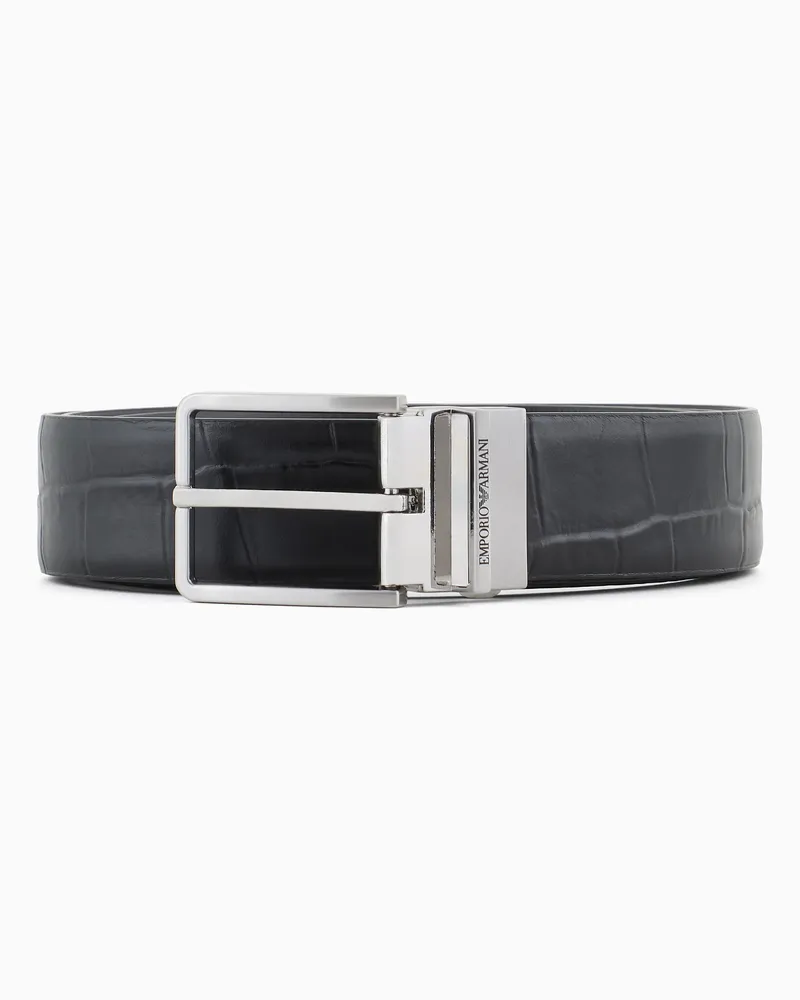 Emporio Armani Ledergürtel mit Krokodruck Schwarz