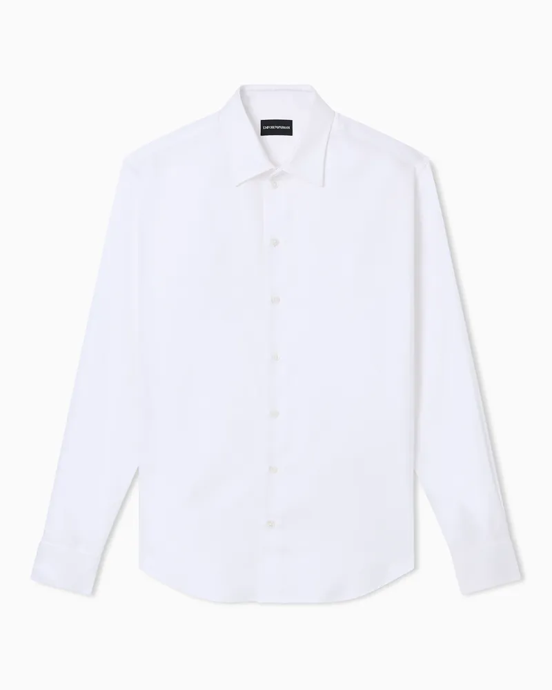 Emporio Armani Hemd aus strukturiertem Gewebe Weiß