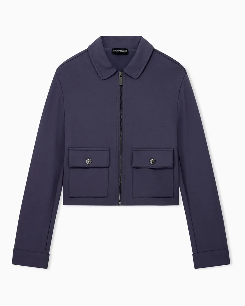 Emporio Armani Jersey-Blazer mit Reißverschluss und Pattentaschen Blau