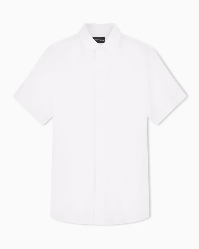 Emporio Armani Kurzärmeliges Hemd aus stückgefärbtem Jersey Weiß