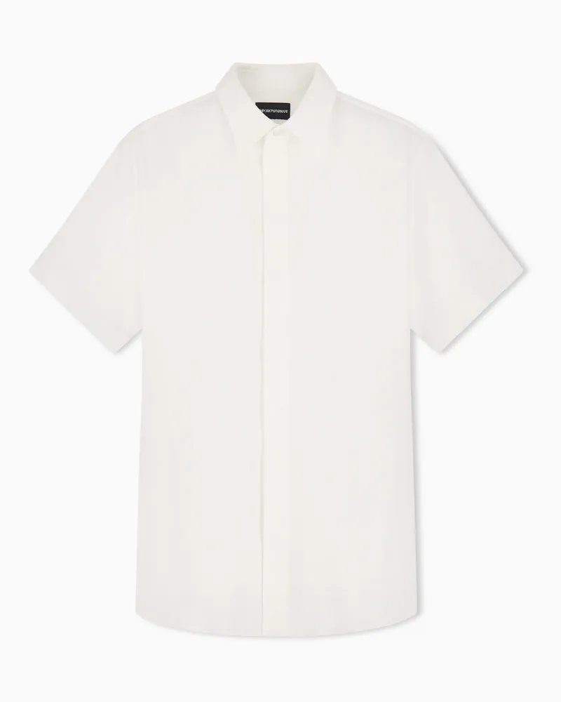 Emporio Armani Kurzärmeliges Hemd aus stückgefärbtem Jersey Weiß