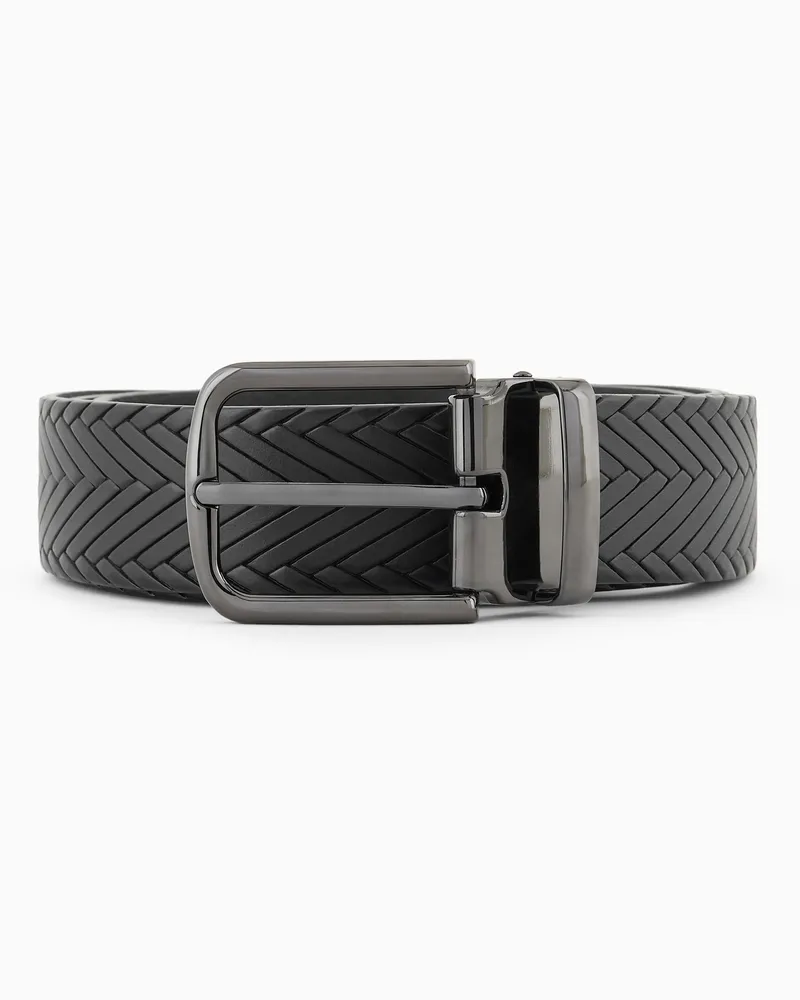 Emporio Armani Gürtel aus Leder mit Flecht-Print Schwarz