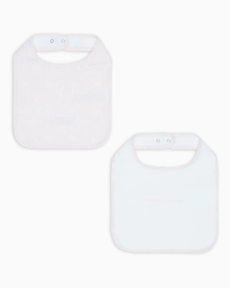 Emporio Armani Pack of 2 all-over EA logo print bibs Pink