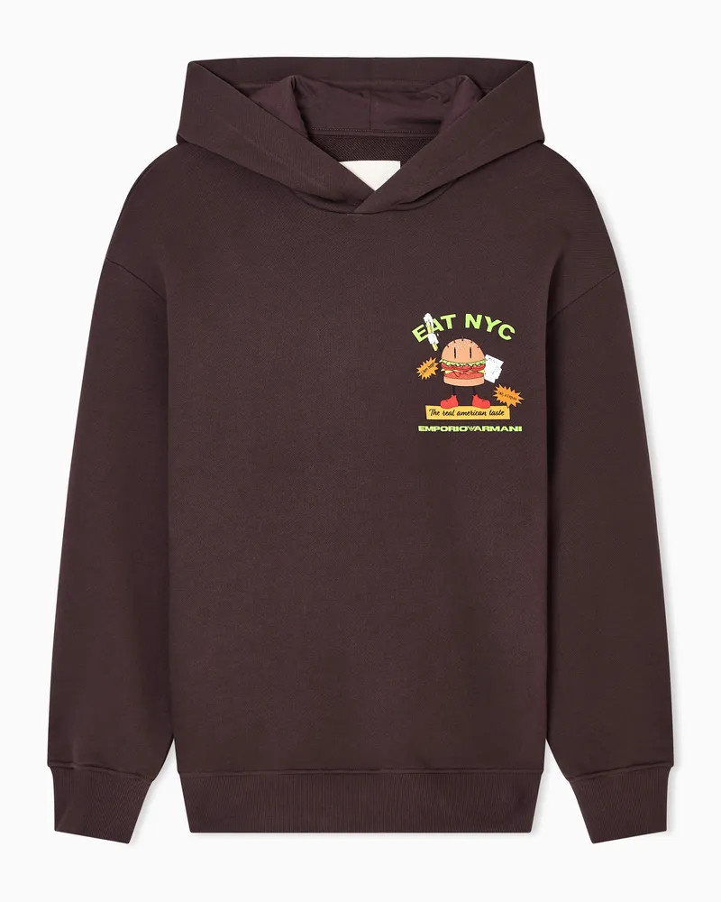 Emporio Armani EAT NYC Jersey-Sweatshirt mit Kapuze mit Print aus der New York Sonderkollektion Braun