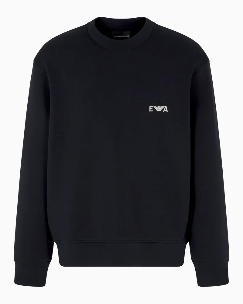 Emporio Armani ASV Sweatshirt aus Jersey mit EA-Logostickerei als Hochrelief Marineblau