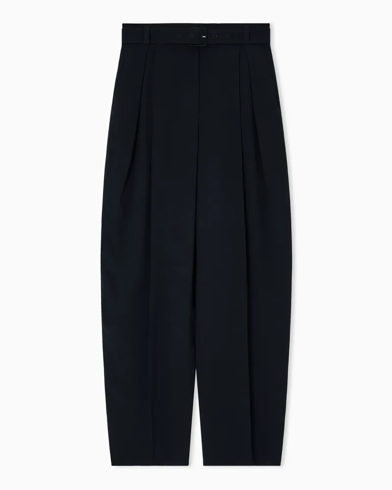 Emporio Armani Hose mit Bundfalten und Gürtel, gefertigt aus Envers-Satin Schwarz