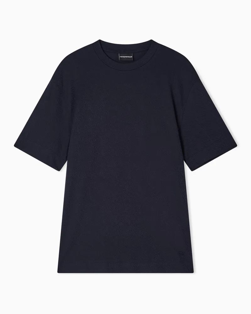 Emporio Armani Intarsia effect jacquard jersey T-shirt Marineblau