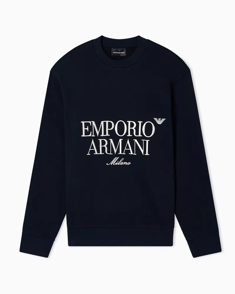Emporio Armani Sweatshirt aus French-Terry-Jersey mit Logo-Stickerei Marineblau