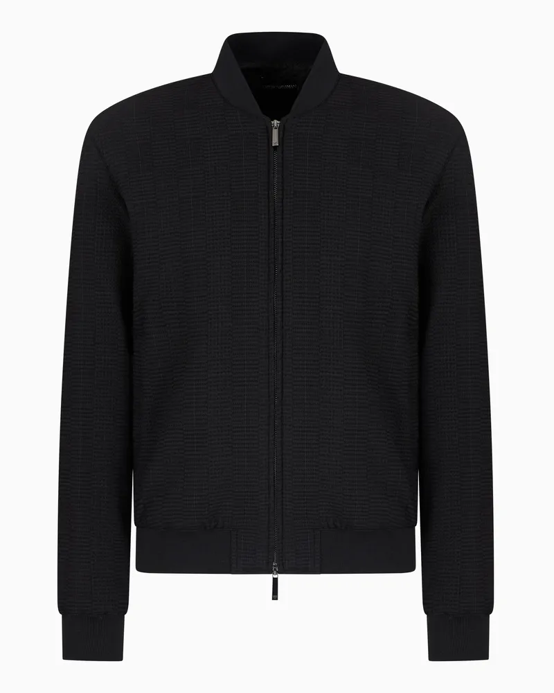 Emporio Armani Bomberjacke aus Schurwolle mit 3D-Effekt-Textur Schwarz