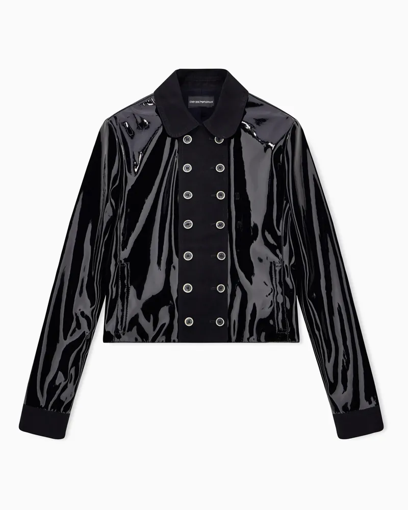 Emporio Armani Beschichteter Blazer mit Details aus technischer Baumwolle Schwarz