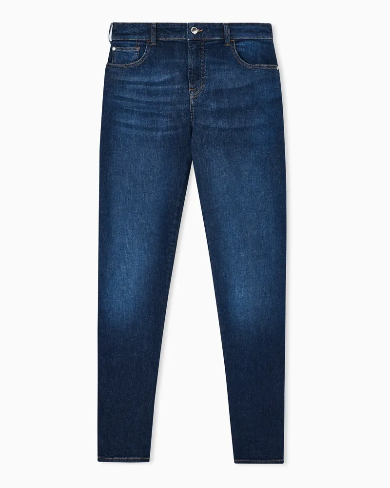 Emporio Armani Jeans J36 mit mittelhohem Bund und geradem Bein aus Denim in Used-Optik Blau