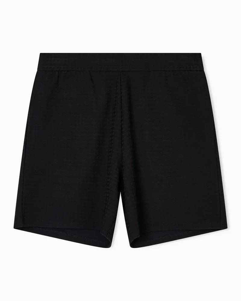 Emporio Armani ASV Jersey-Bermudashorts aus einer Lyocell-Mischung in Jacquard-Stoff-Verarbeitung Schwarz