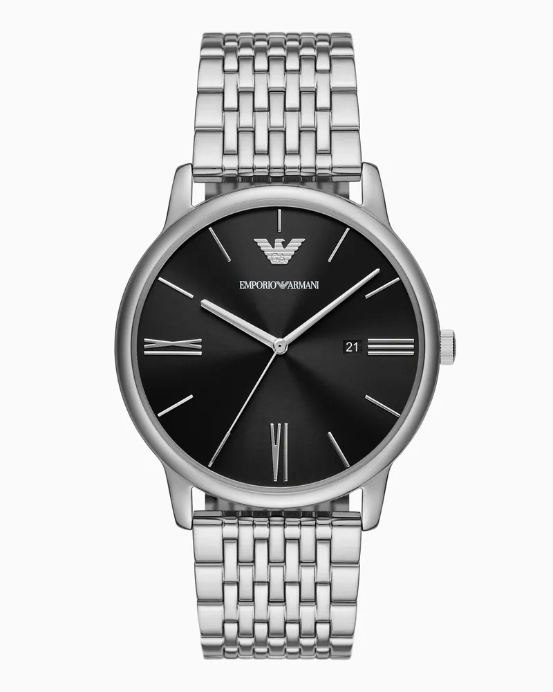 Emporio Armani Uhr mit drei Zeigern, Datumsanzeige und Edelstahlarmband Mehrfarbig
