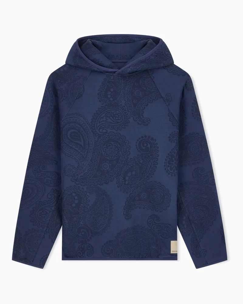 Emporio Armani Sweatshirt Capsule Boteh Regular Fit aus Baumwollfleece Blau