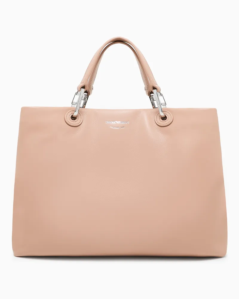 Emporio Armani MyEA mittelgroßer Shopper aus Nappaleder Beige