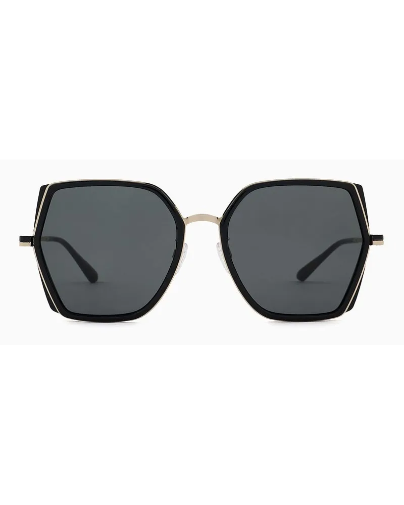 Emporio Armani Eckige Oversize-sonnenbrille Für Damen Asian Fit Gemustert
