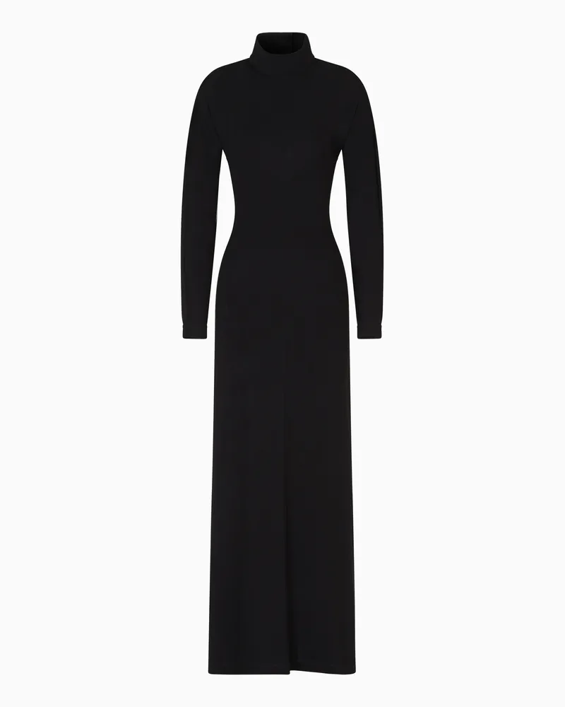 Emporio Armani Langes Kleid ASV aus Interlock-Viskose-Crêpe aus der Polygon-Sonderkollektion Schwarz