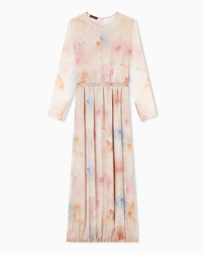 Emporio Armani Kleid aus Seidenchiffon mit Blumenprint Mehrfarbig